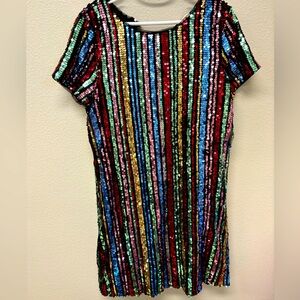 XL GB girls sequined rainbow black dress